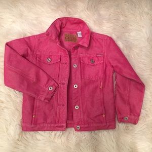 Pink Guess Jean Jacket sz 6 poly/cotton blend